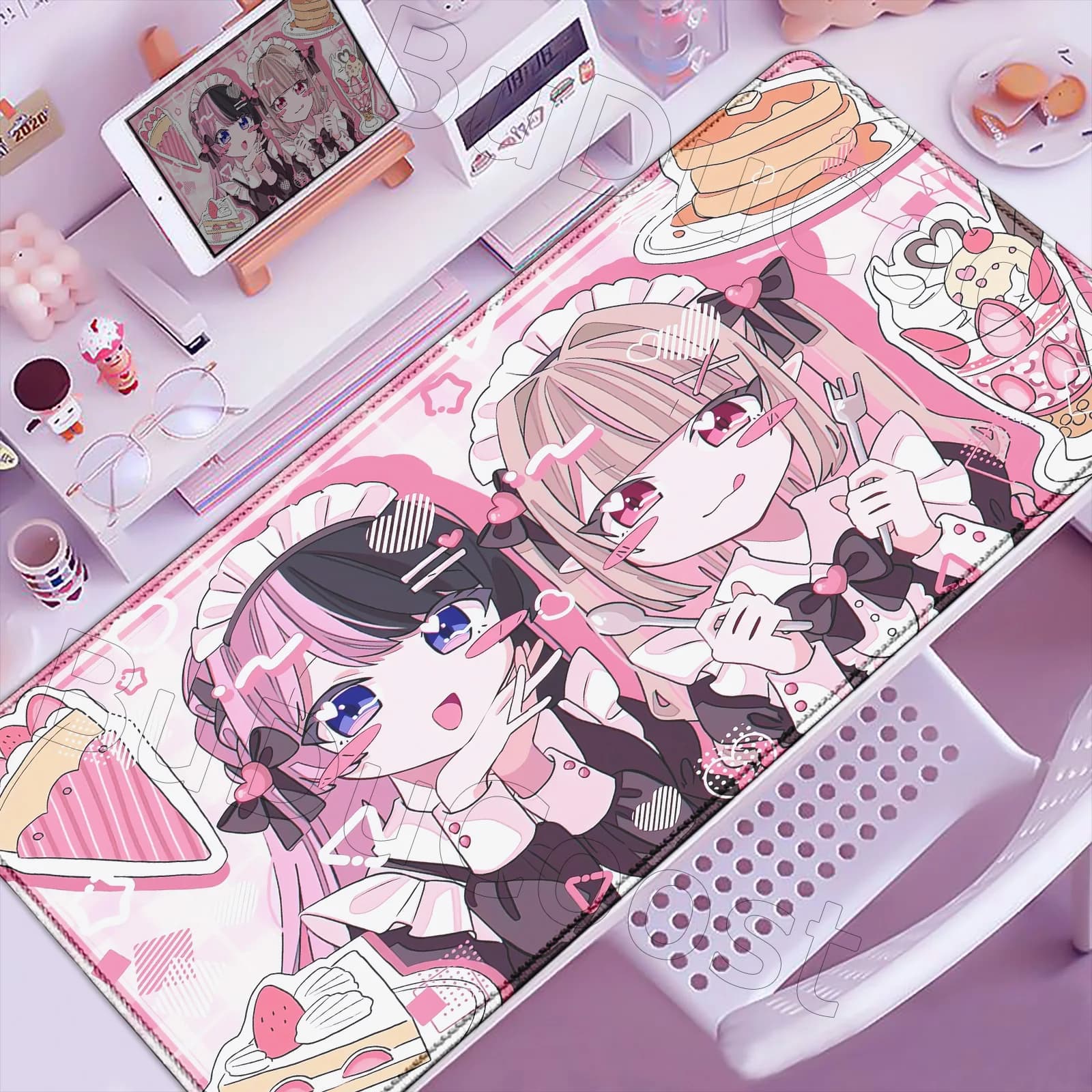Kawaii Cute Pink Girl Tappetini per mouse da gioco Anime Girl Hinano Tachibana Tappetino per mouse Tappetini per desktop Tappetino per mouse in gomma antiscivolo Tappetino per tastiera