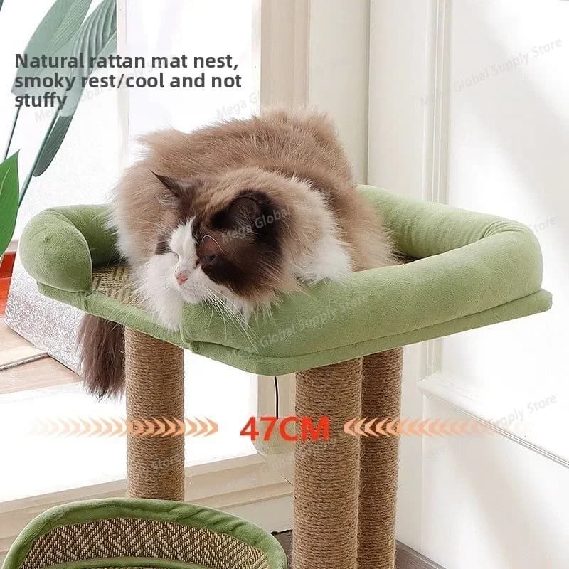 Cats Toys Space - Saving Cat Tree with Integrated Cat Nest and Jute - Made Scratching Board Sturdy and Stable Cat Climbing Frame
