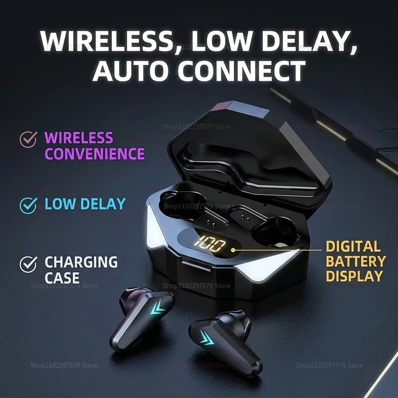 NUOVE Cuffie da Gaming con Display LED, Auricolari Wireless Bluetooth X15 TWS con Controllo Touch e Microfono per PC e Telefoni Cellulari