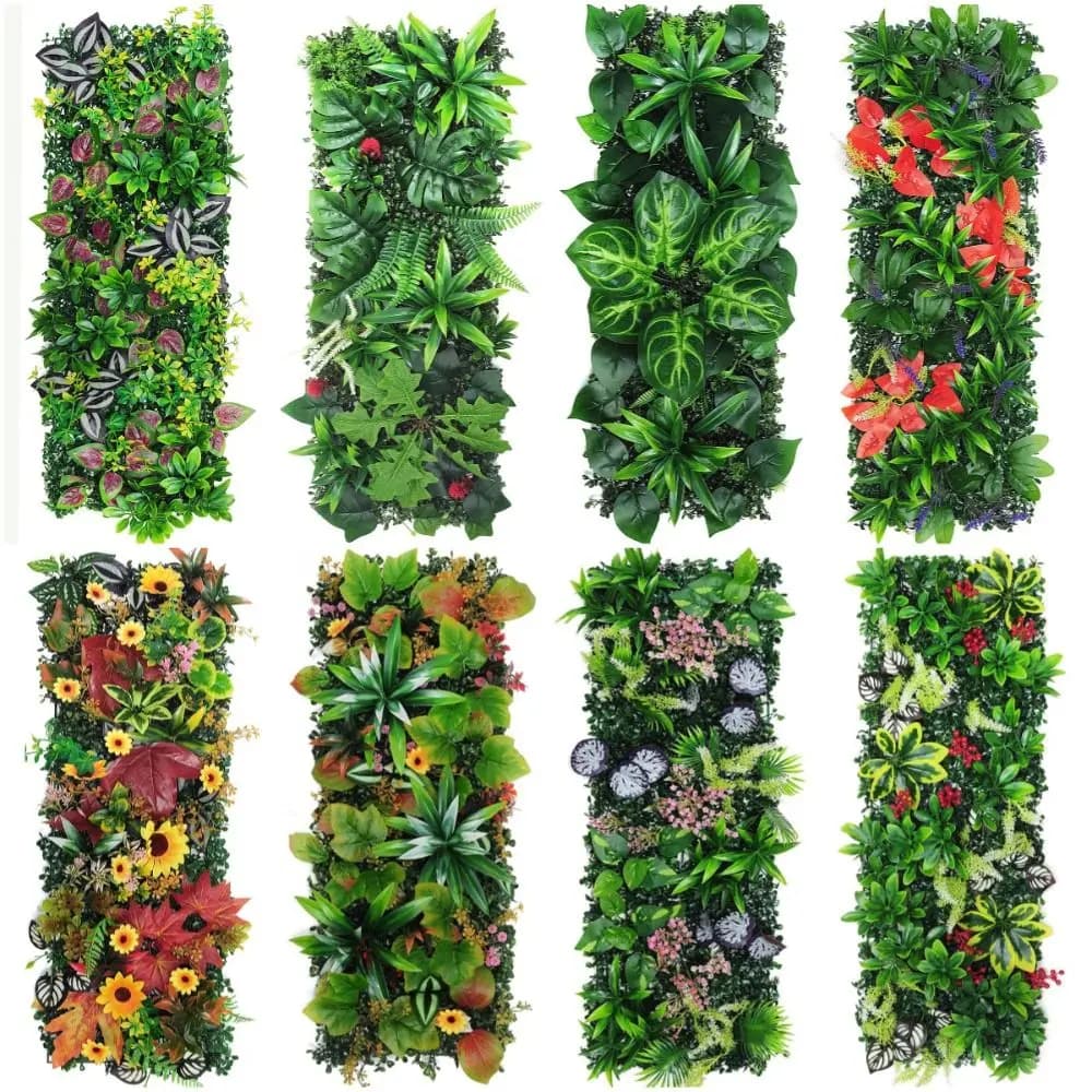 DIY Artificial Plant Wall Panel 75x25cm Flower Artificial Eucalyptus Carpet UV Protection Green Fake Green Grass Mat