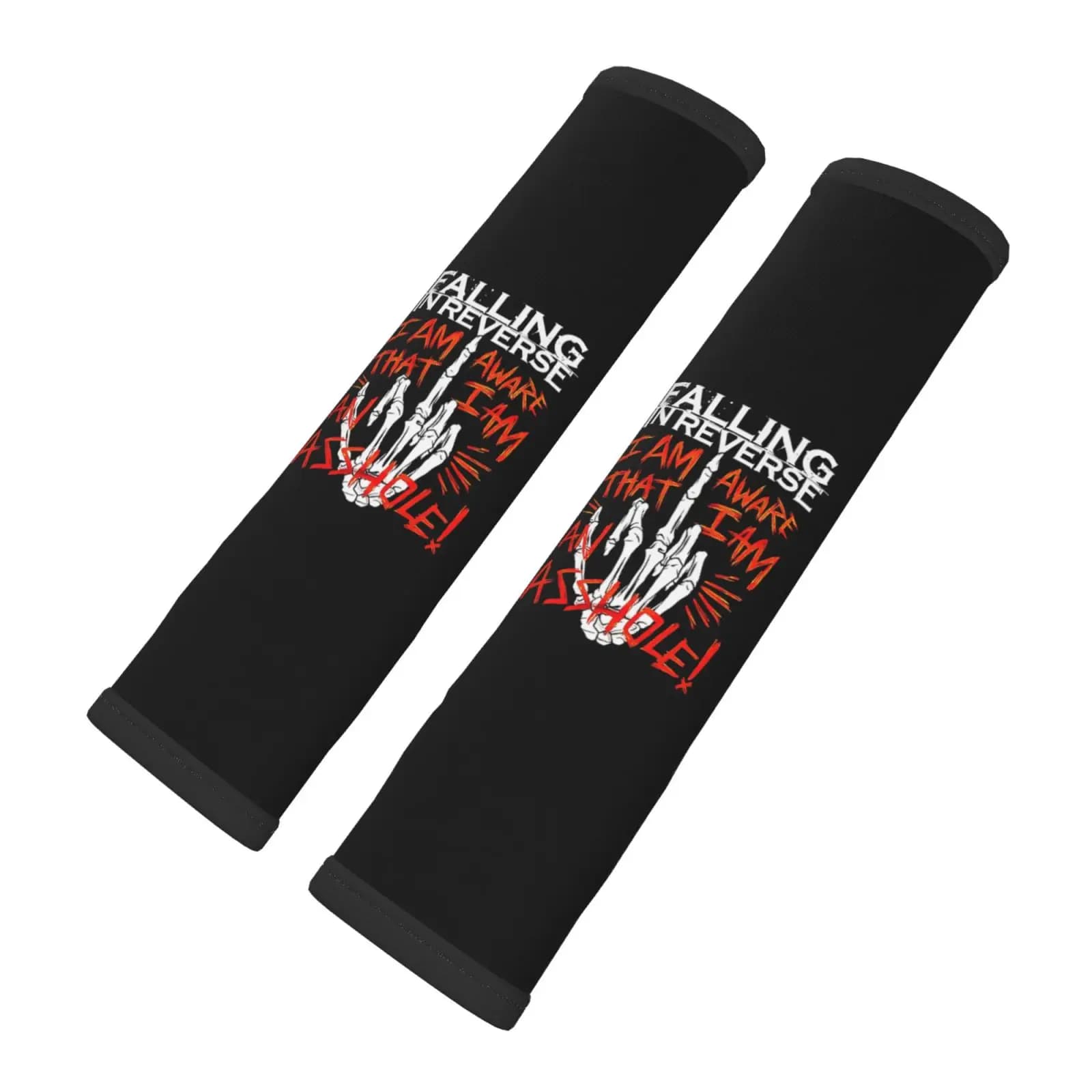2 car seat belt cover with hand print pattern with skull, universal comfort for shoulders, anti-s pinch car accessories