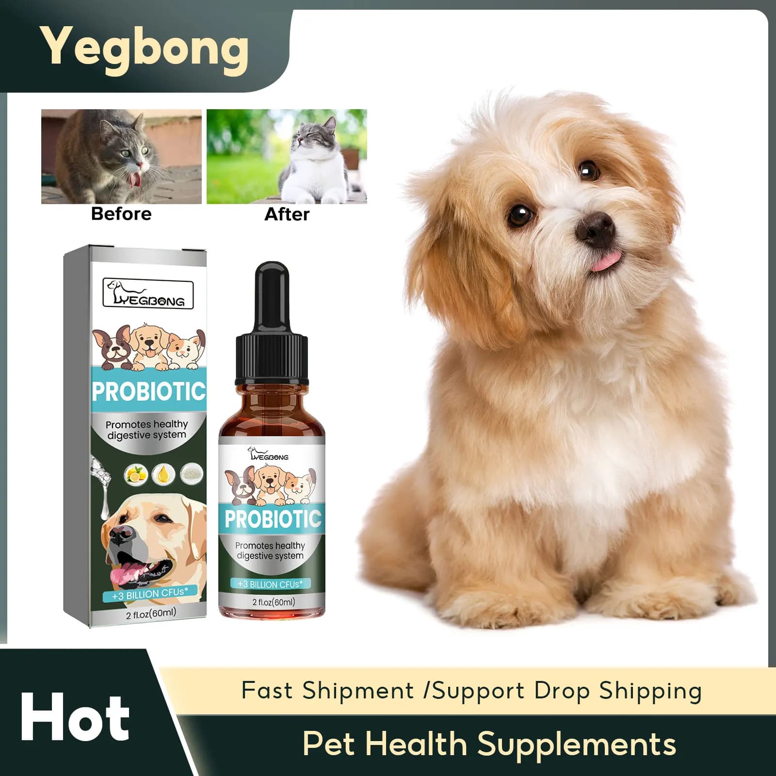 Supplements for the health of pets Multi vitamin improves the physical fitness protects cats cats oral hygiene removal of breathase drops for pets