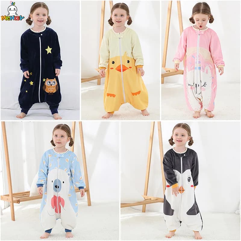 MICHLEY Halloween Cute Duck Cartoon Sleepsack sleeping saddle sleepingwear long sleeve wearable for girl boy 1-3T