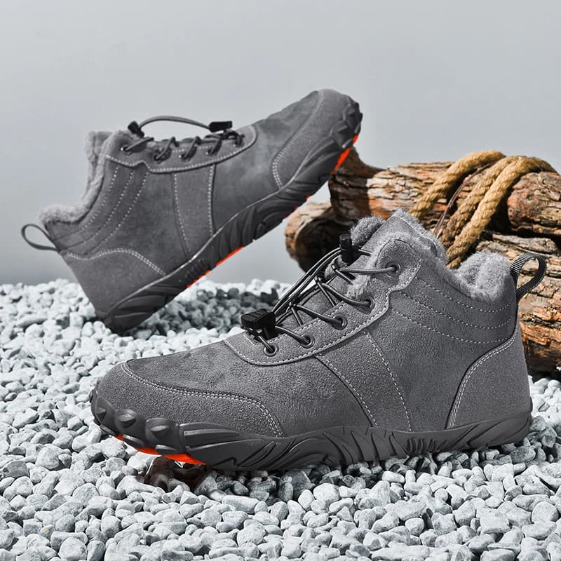 Winter Warm Cotton Shoes Outdoor Hiking Trekking Shoes Fleece Lined Thickened Mid‑Top Men Women Couple Large Size Snow Boots