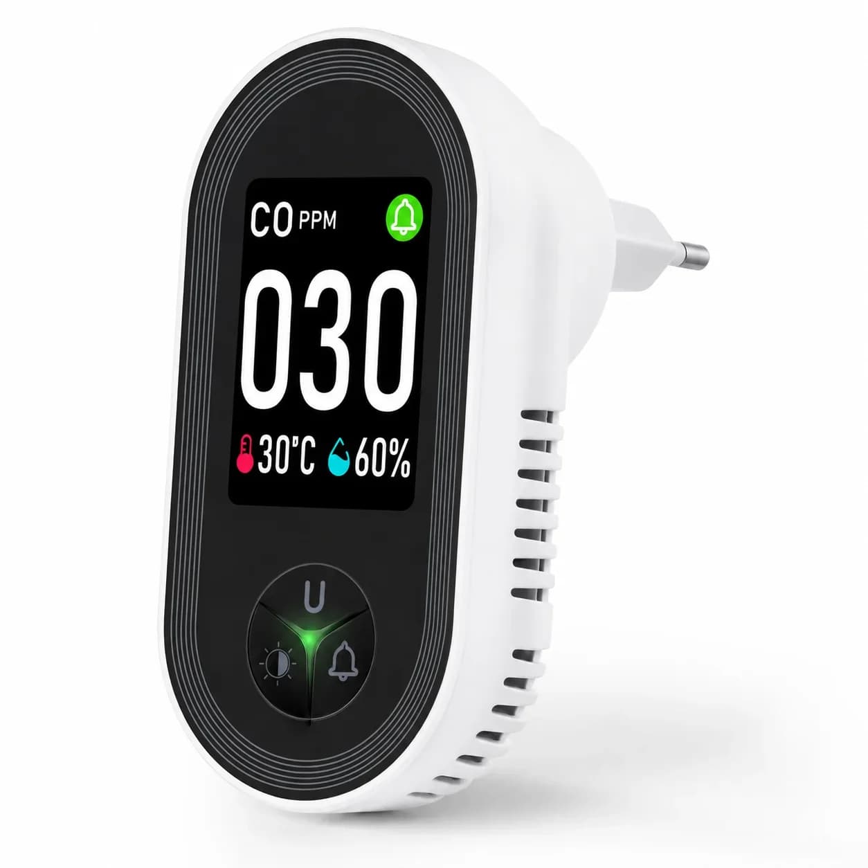 FABISENSE 24D Carbon Monoxide Detector Plug in Wall, CO Detector Temperature Humidity Sensor Indicator Visual and Audible Alarm