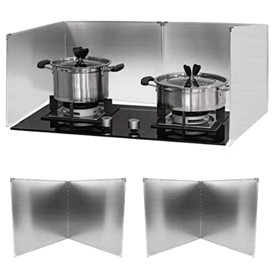 Set of 2 Foldable 2-sided Stainless Steel Sprinklers for Oil Skewer Protection for Holes and Panels 15,7 X 11