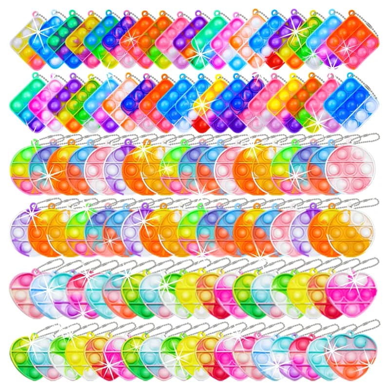 Mini Pop Keychain Fidget Toy for Kids-Sensory Stress Relief Toy Birthday Gift Pinata Fillers Classroom Prize for Age 3+