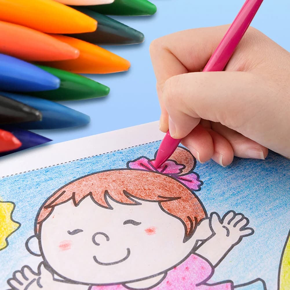 12/24/36 Color Washable & Non-Dirty Hand Crayons Set Bar Shape Pencils For Art Kids Drawing Birthday Gift For Boys Girls School