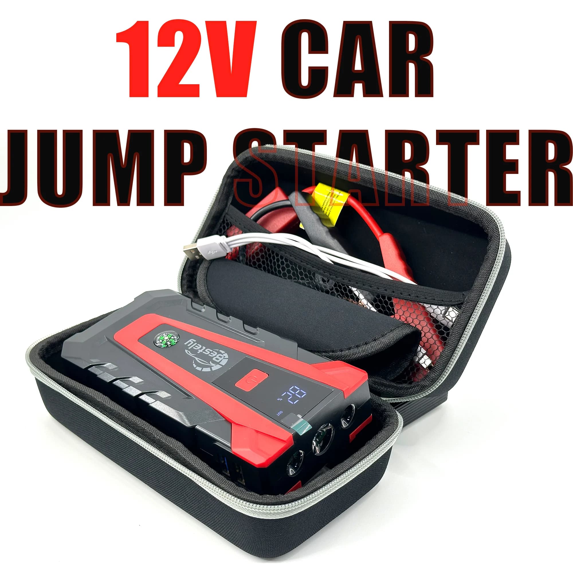 Avviatore di Emergenza Power Bank 12V per Auto, Caricabatterie Rapido 3000A, Dispositivo di Avviamento Portatile per Auto