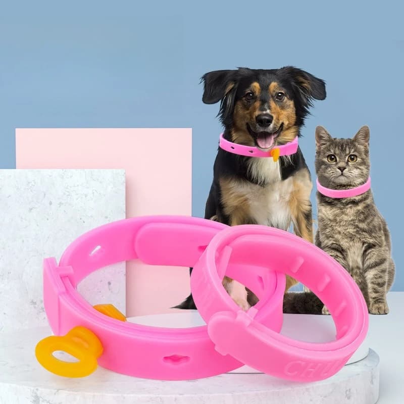 Collari antipulci e antizecche per cani e gatti, collari di protezione contro parassiti esterni.