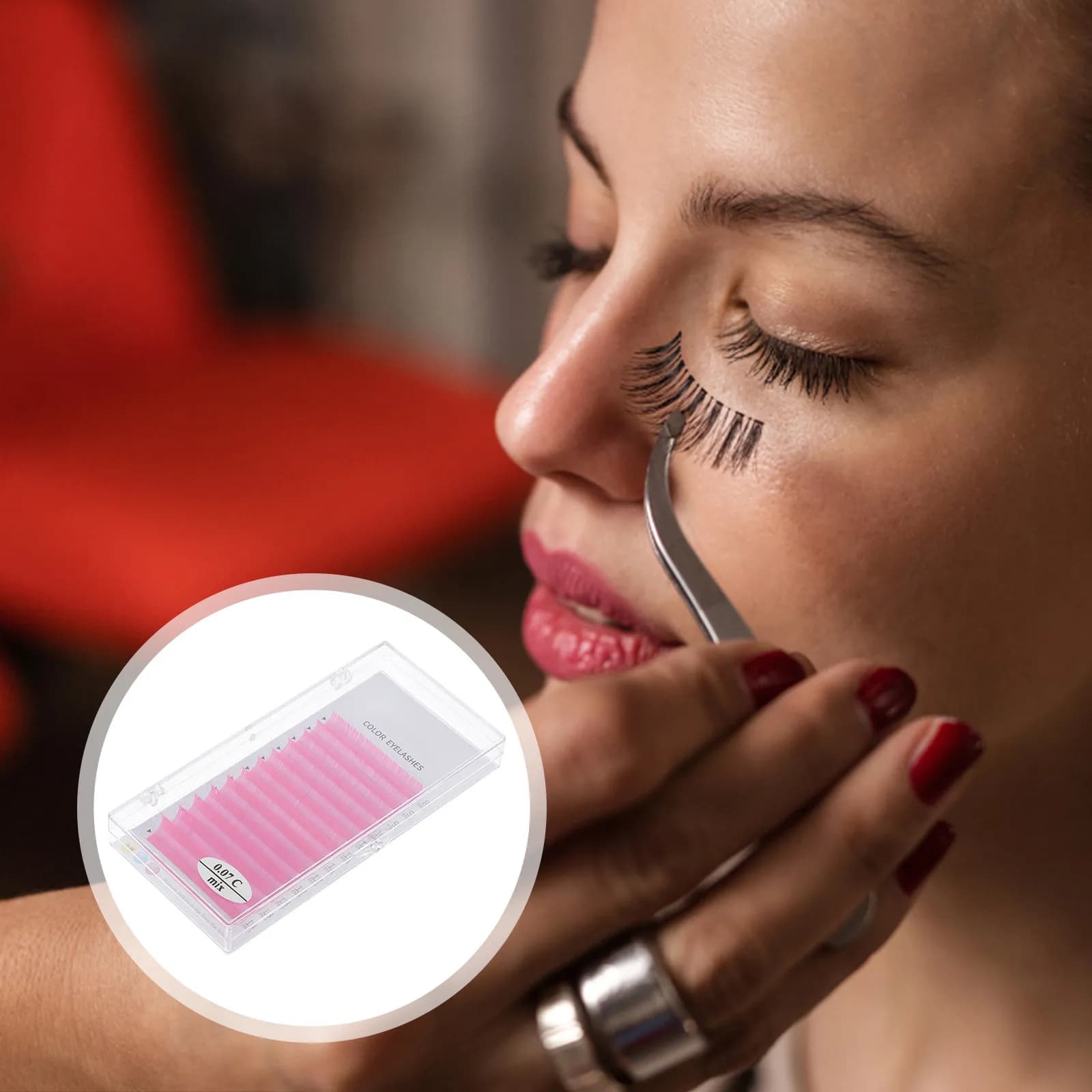 1 scatola di ciglia finte rosa fluorescenti, ciglia finte fatte a mano dall'aspetto naturale per feste, cosplay, trucco occhi luminoso, decorativo