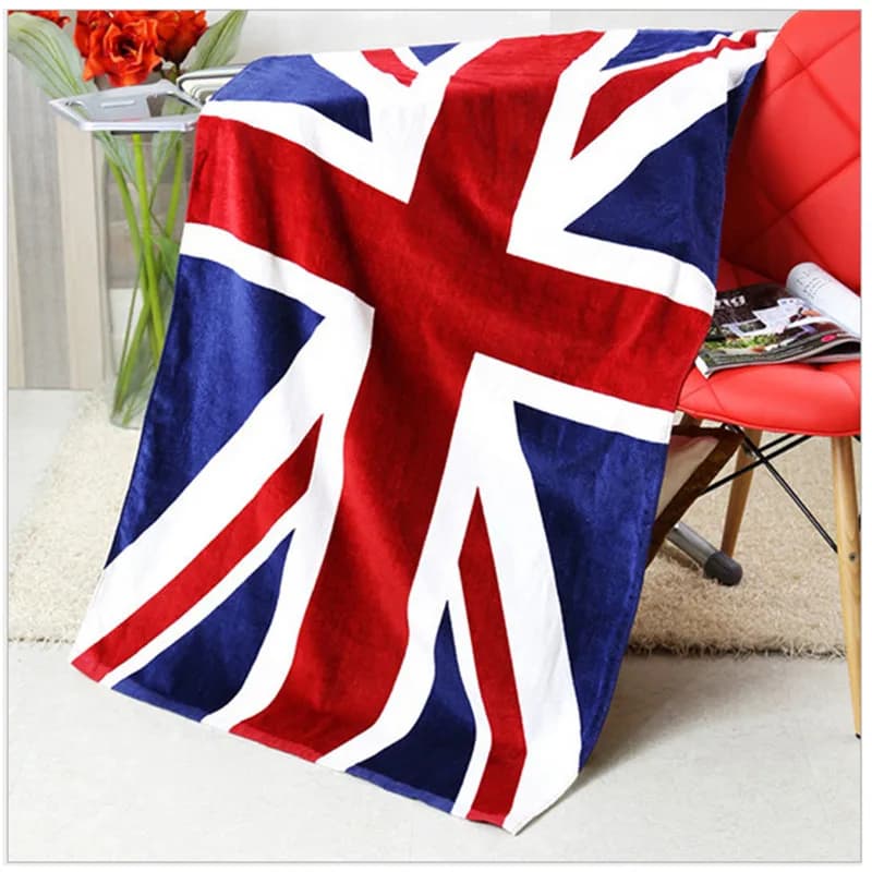 Asciugamano da bagno con design bandiera britannica americana 140x70 cm Asciugamano da spiaggia assorbente Asciugatura per costumi da bagno Asciugamani da doccia