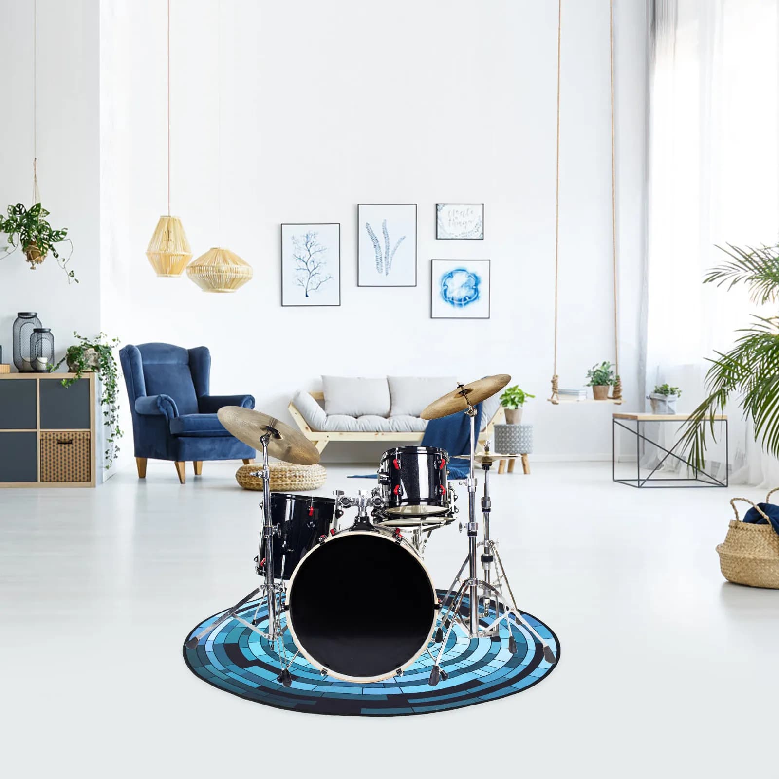 Thickened Drum Mat Soundproof Drum Carpet Nonslip Anti-Shock Acoustic Damping Floor Rug for Electronic Drums Home School Studio