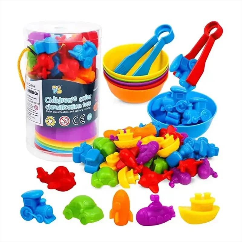 Gioco Educativo Arcobaleno con Animali Contabili e Veicoli, Giocattolo per la Cognizione Animale e l'Apprendimento della Matematica, Giochi Assistiti per l'Asilo
