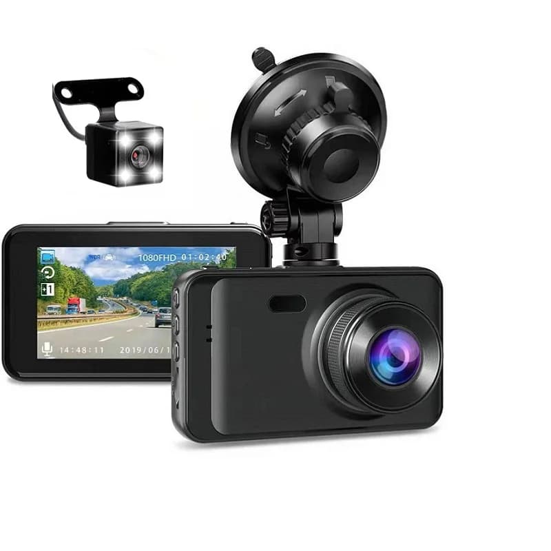 HONGTONG 1080P Full HD Dash Cam for Car with Blackbox Driving Recorder for Night Vision Vehicles for Trucks with WIFI 2 lenses