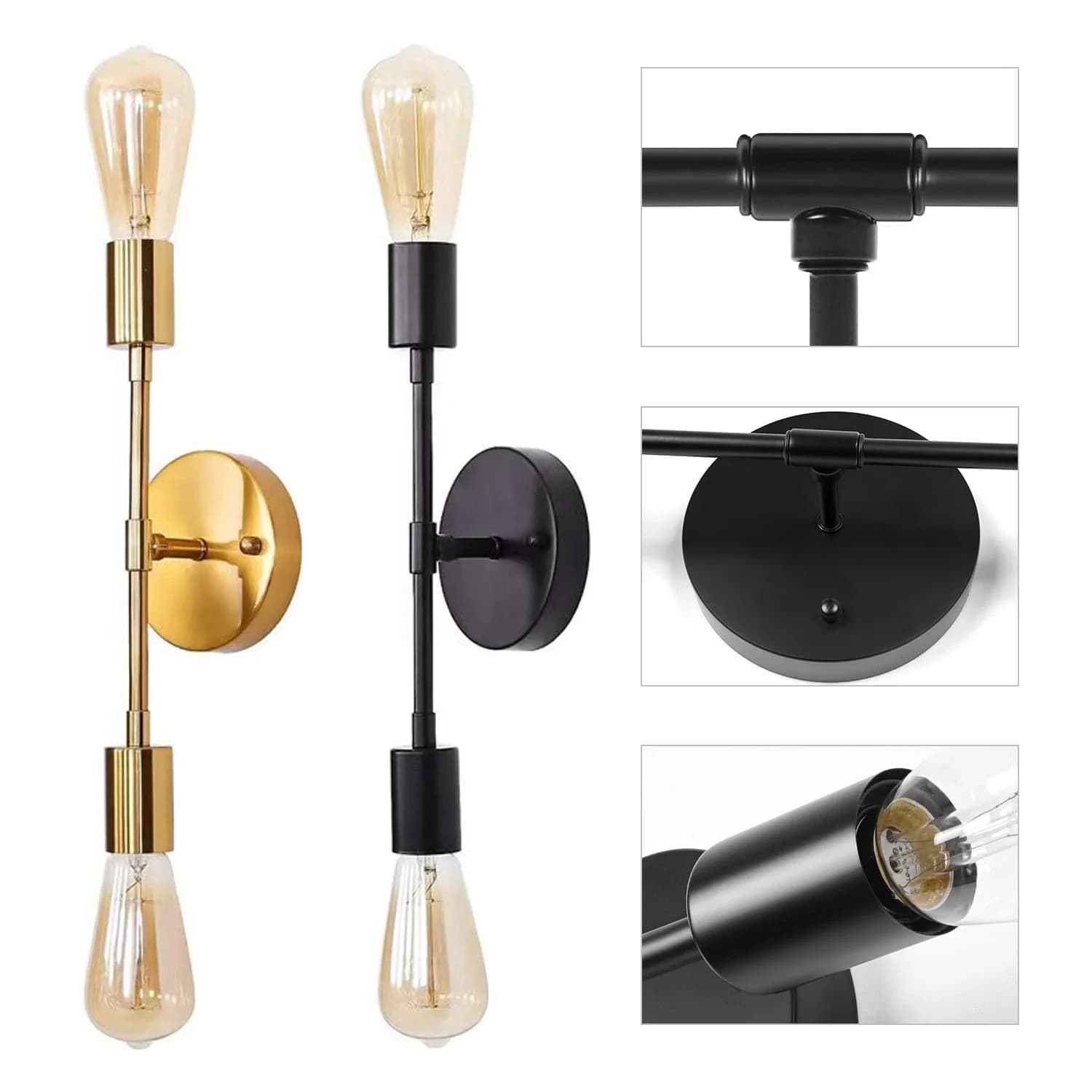 Lampade da parete a 2 teste Decor Lampade da parete moderne nordiche Corridoio Corridoio per soggiorno Bagno Illuminazione per interni Applique