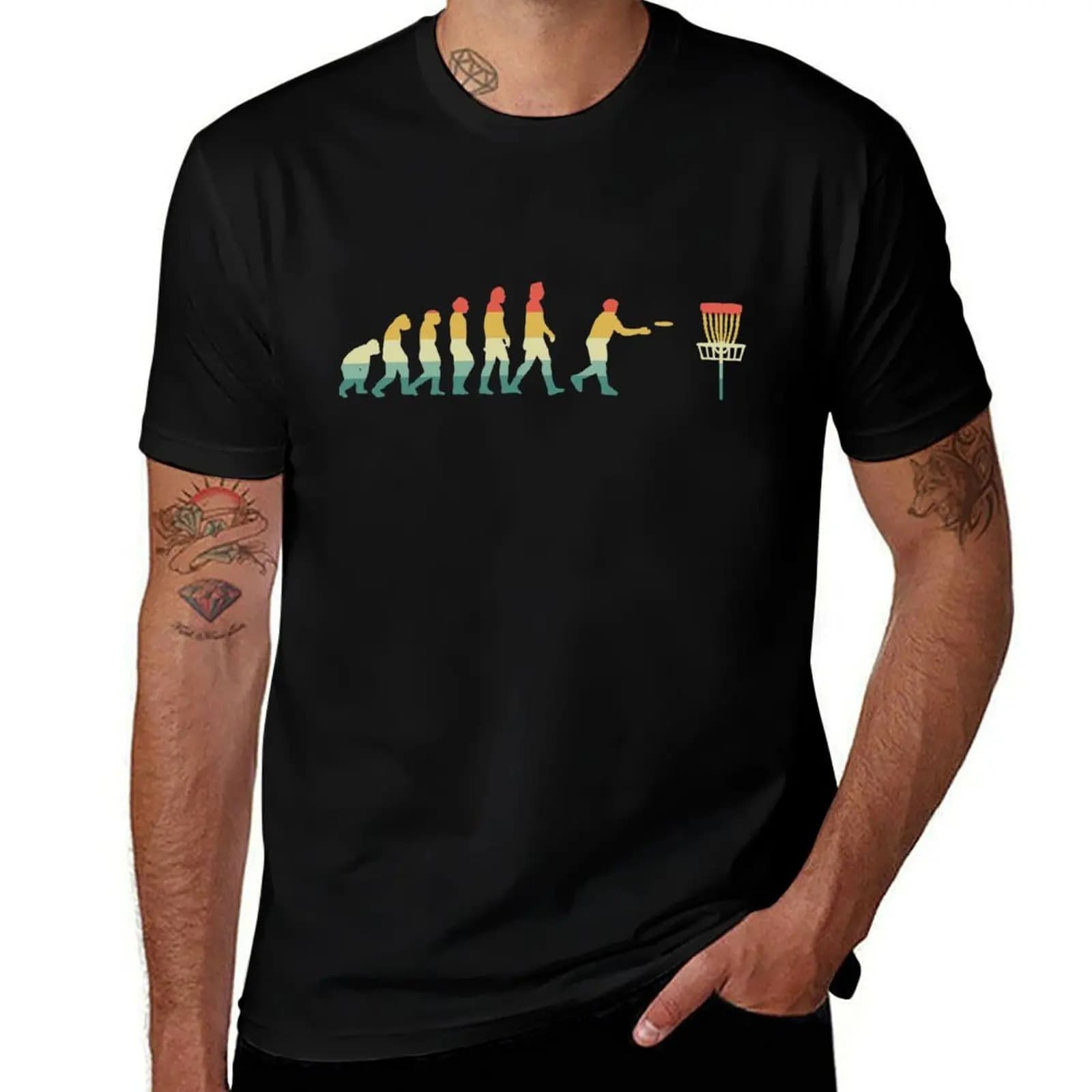 T-shirt Disc Golf Evolution Retro, camicia casual alla moda a maniche corte