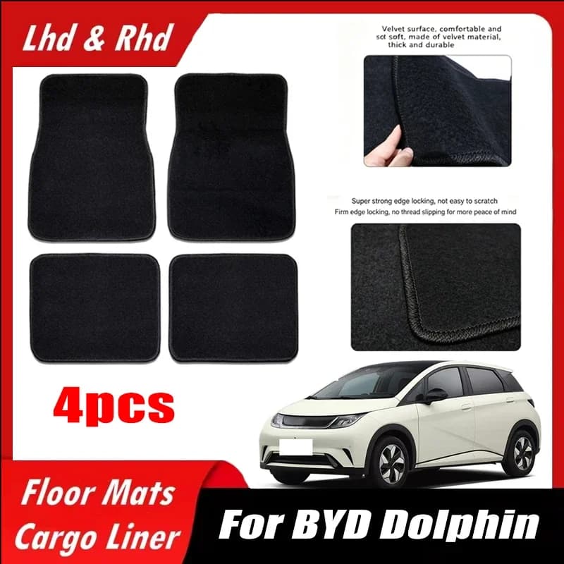 4pcs Car Floor Mats All-Weather Easy To Clean Durable Anti-Slip Interior Protection Floor Liners For BYD Dolphin Accessories
