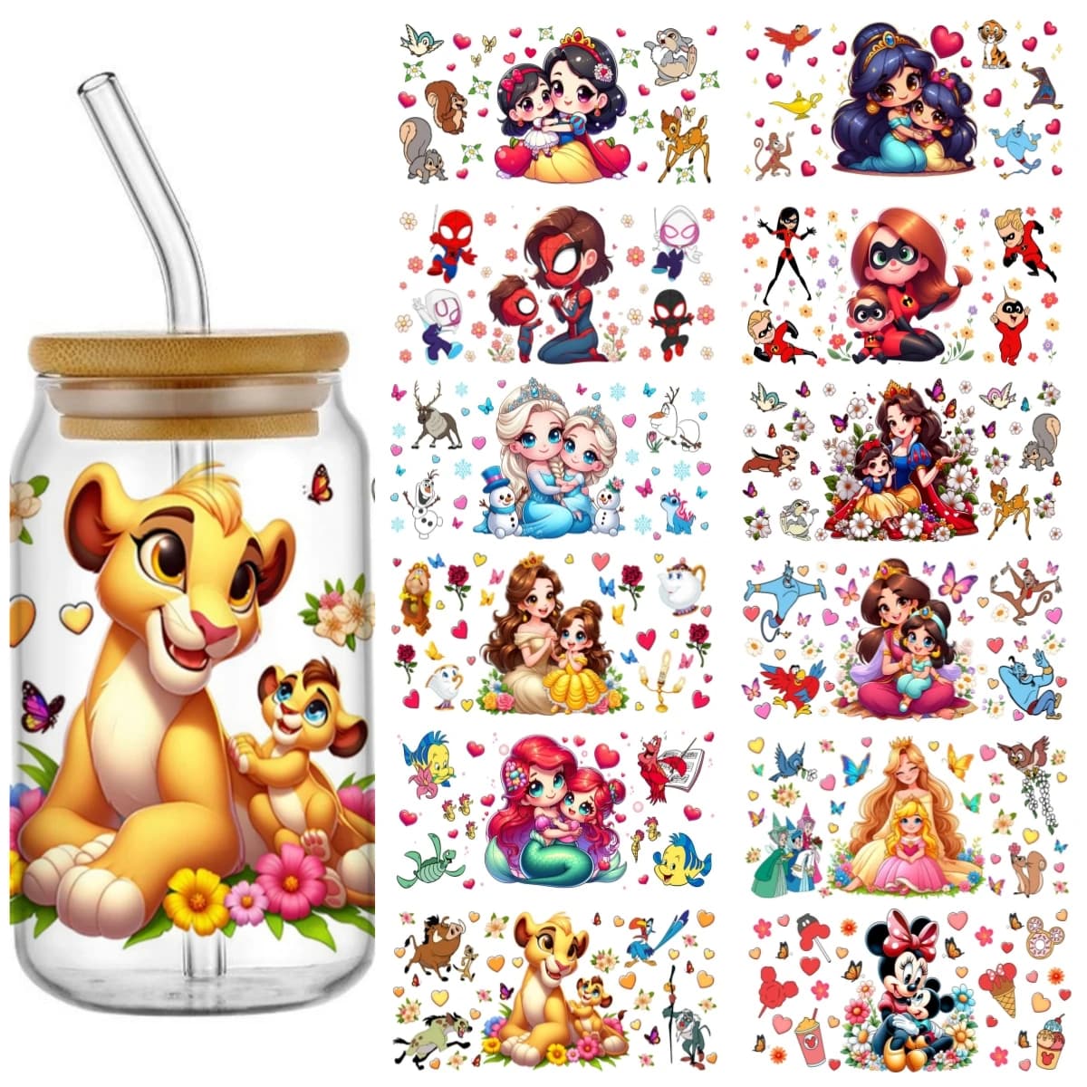 Thermal Transfer 3D Wall decal for 16oz Libbey cup, waterproof, with custom logo, DTF UV stickers.