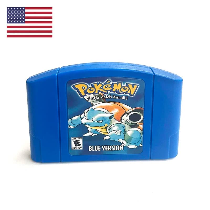 USA NTSC Version English Pokemon Blue N64 Retro Video Game Consoles 64bit Game Cartridge for N64