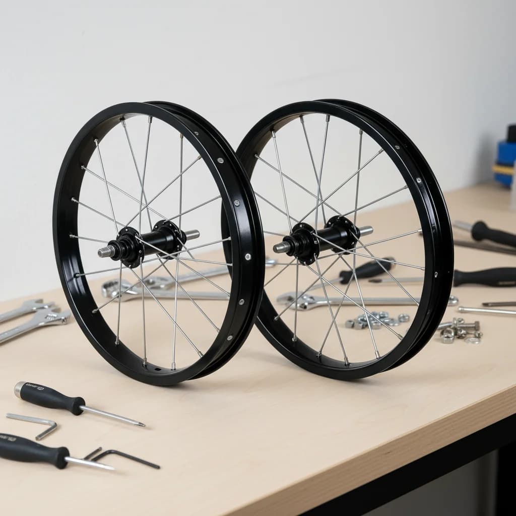 High-Strength Steel Alloy BMX Kids Bicycle Wheel Rim 12/14/16/18/20/22/24/26 Inch Clincher Tire Front/Rear V-Brake 20 Spokes