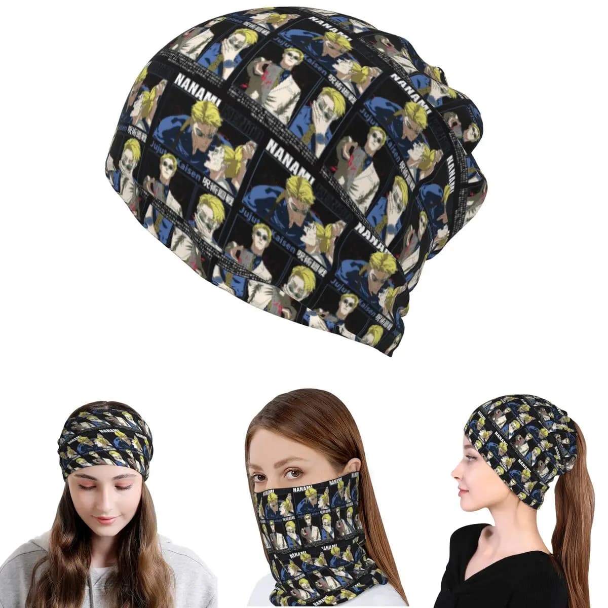 Bandana Multifunzione Nanami Kento Anime Gojo Satoru JJK, Maschera per il Collo, Sciarpa, Balaclava, Berretto Invernale per Uomini e Donne