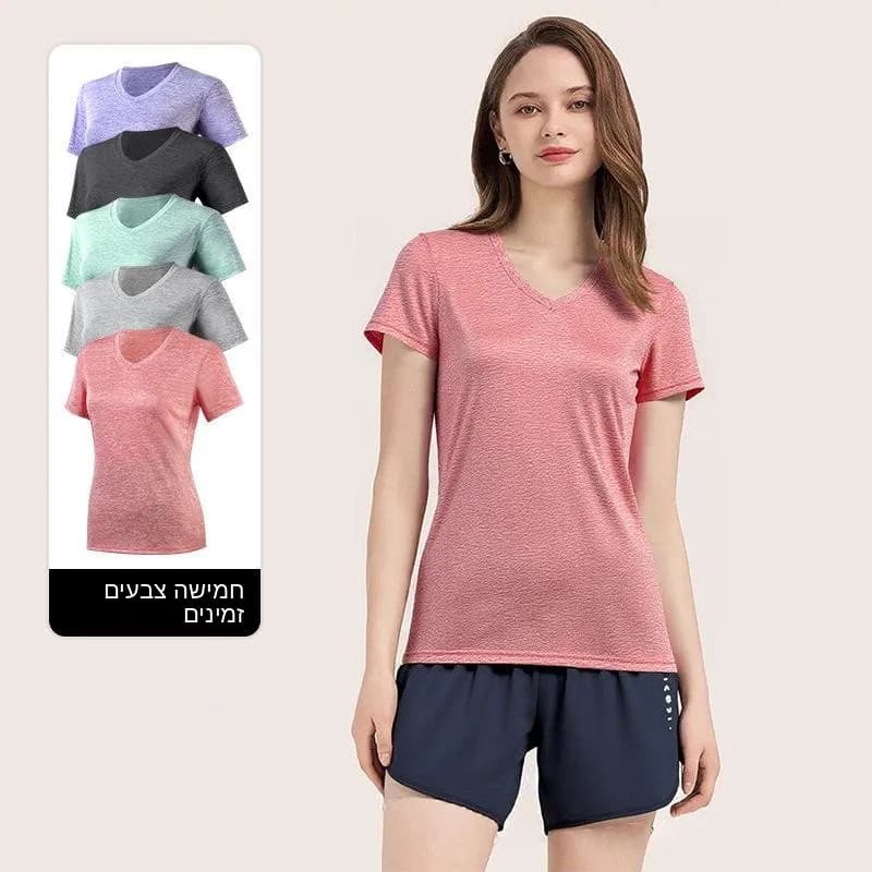 Women's Slim Fit Quick Dry Breathable Short Sleeve T-Shirt V-Neck Running Outdoor Summer Sportswear Polyester Yoga Top