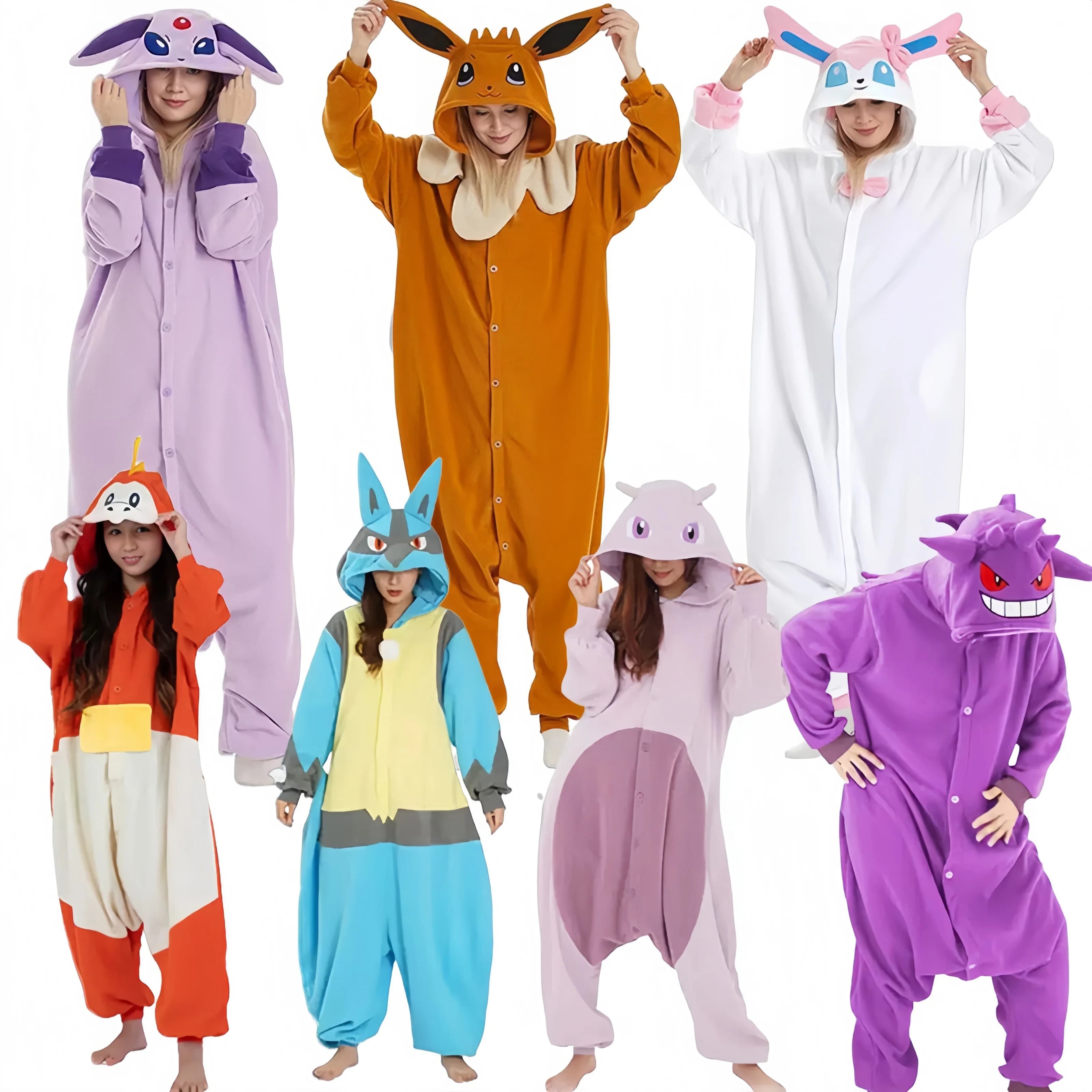 In Magazzino Snorlax Squirtle Mewtwo Tutina Gengar Costume Cosplay Halloween Per Adulti Anime Cute Cat Eevee Ragazzi E Ragazze Pigiama