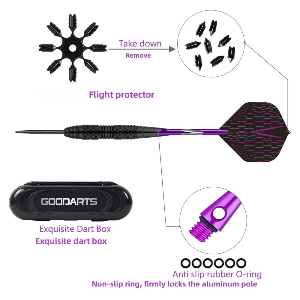 Nuovo Set di 3 Freccette Professionali con Punta in Acciaio da 24g, Aste in Alluminio e Alette di Alta Qualità per Gioco del Bersaglio