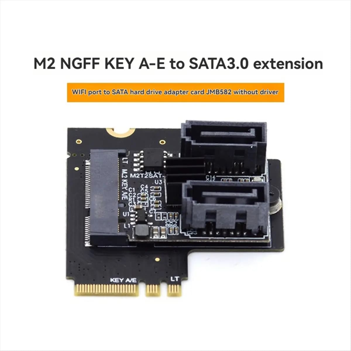 [VALUE PACK]M.2 Key A+E Riser Converter Adapter M2 NGFF Key A/E to A/E Extension Board for M.2 Key A+E SATA 3.0 6Gbps SSD HDD