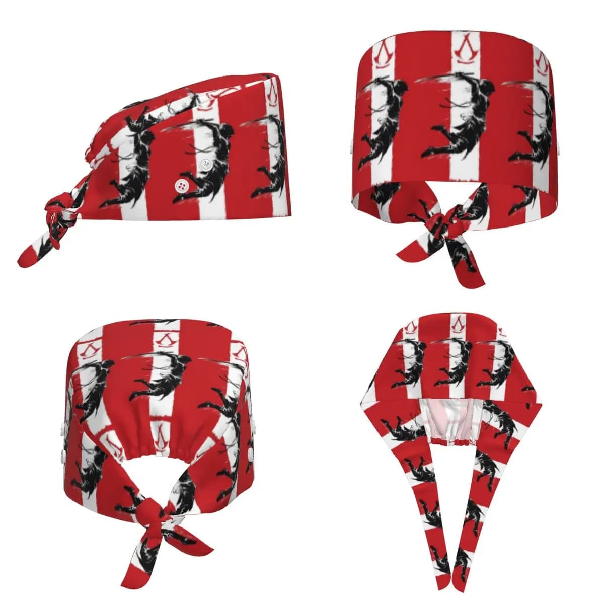 Assassins Creed RGB Action Adventure Gaming Scrub Hat Doctor Working Surgical Cap Men Women Adjustable Nursing Caps for Dentist