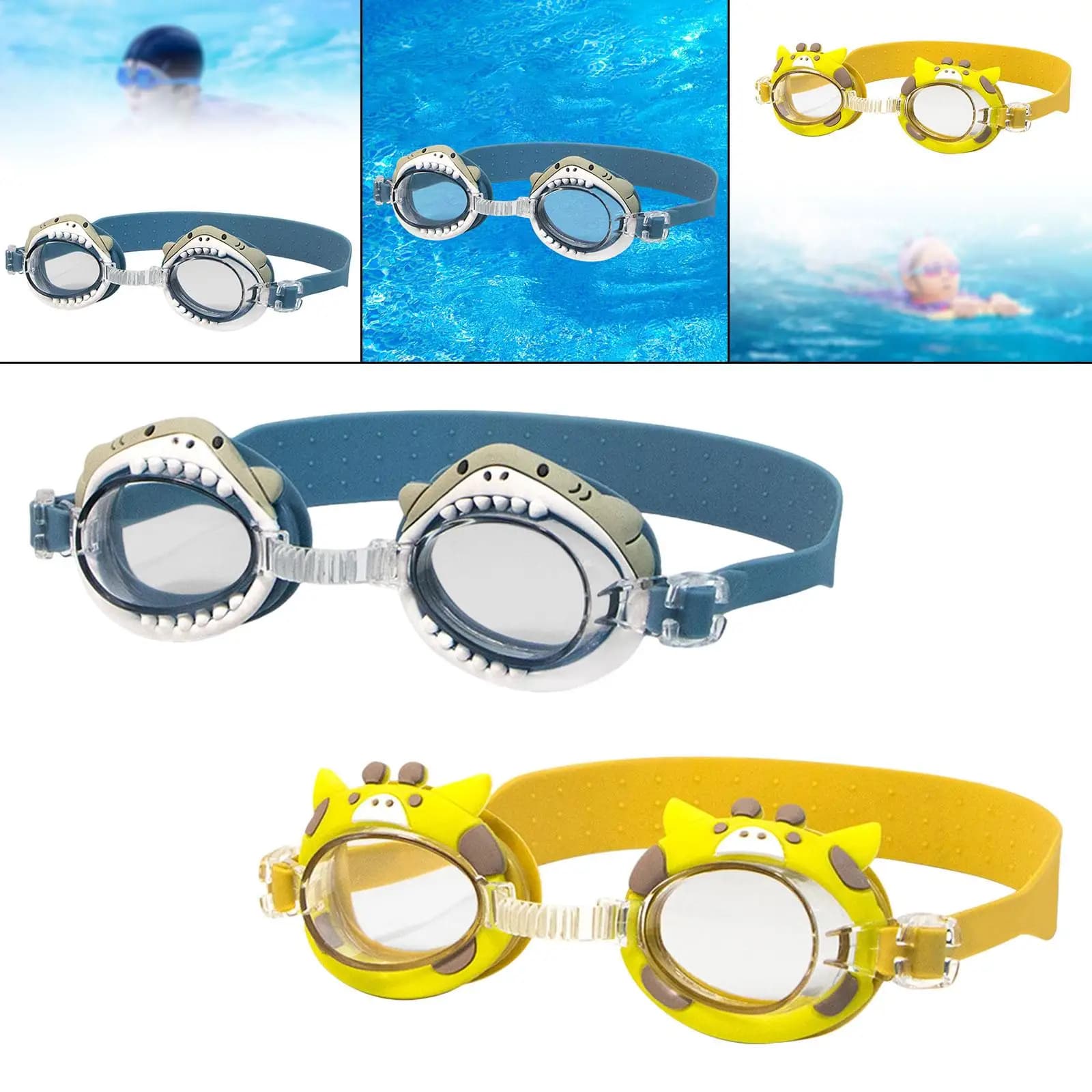 Swimming Glasses for Children Anti Splash Secure Fit Adjustable Nose Bridge Goggles for Pool and Water Play