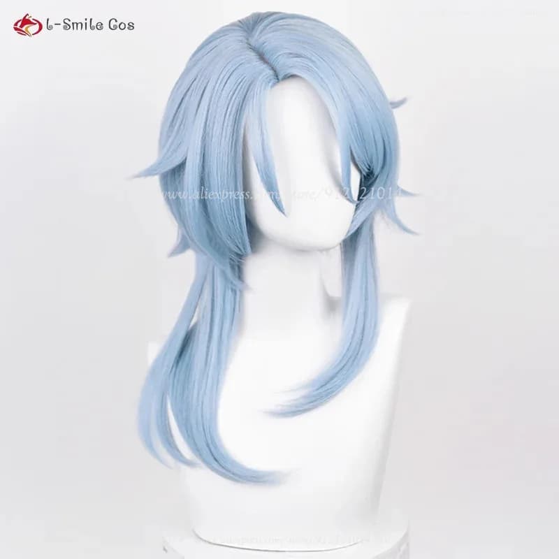 2 stili Kamisato Ayato blu lungo cosplay capelli sintetici resistenti al calore parrucche per feste anime + cappuccio per parrucca
