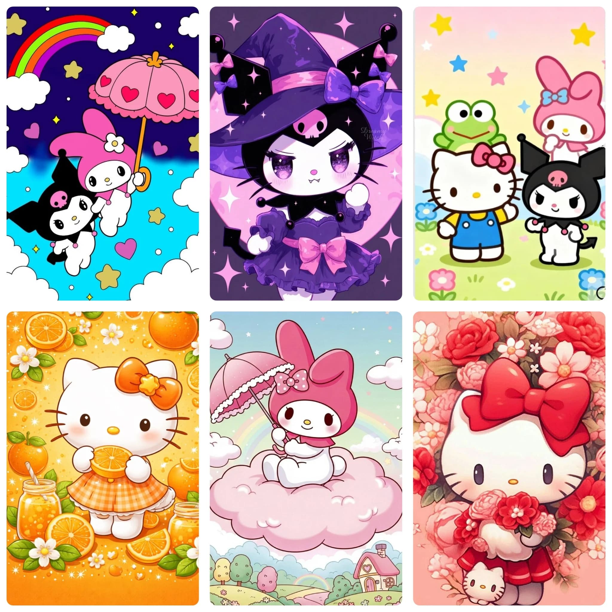 DIY Cute Sanrio Character Diamond Painting, Sweet Hello Kitty And Kuromi For Living Room Wall Decoration Exquisite Gift