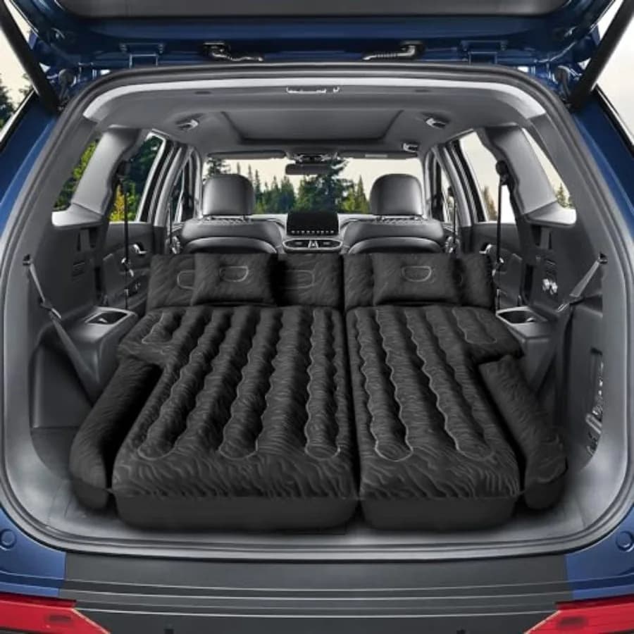 Materasso Gonfiabile per SUV, Letto da Viaggio e Campeggio a Doppio Lato con Pompa d'Aria e 2 Cuscini per SUV Universali