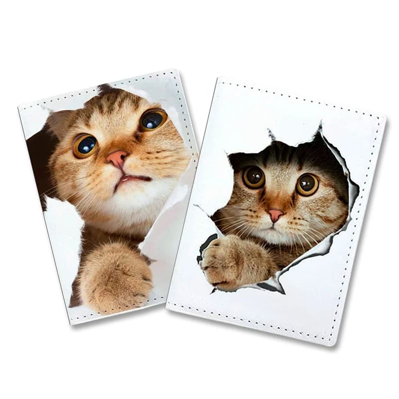 Creativo simpatico gatto stampa copertina per passaporto accessori da viaggio porta passaporto in pelle PU porta carte portafoglio porta biglietti di design per gatti