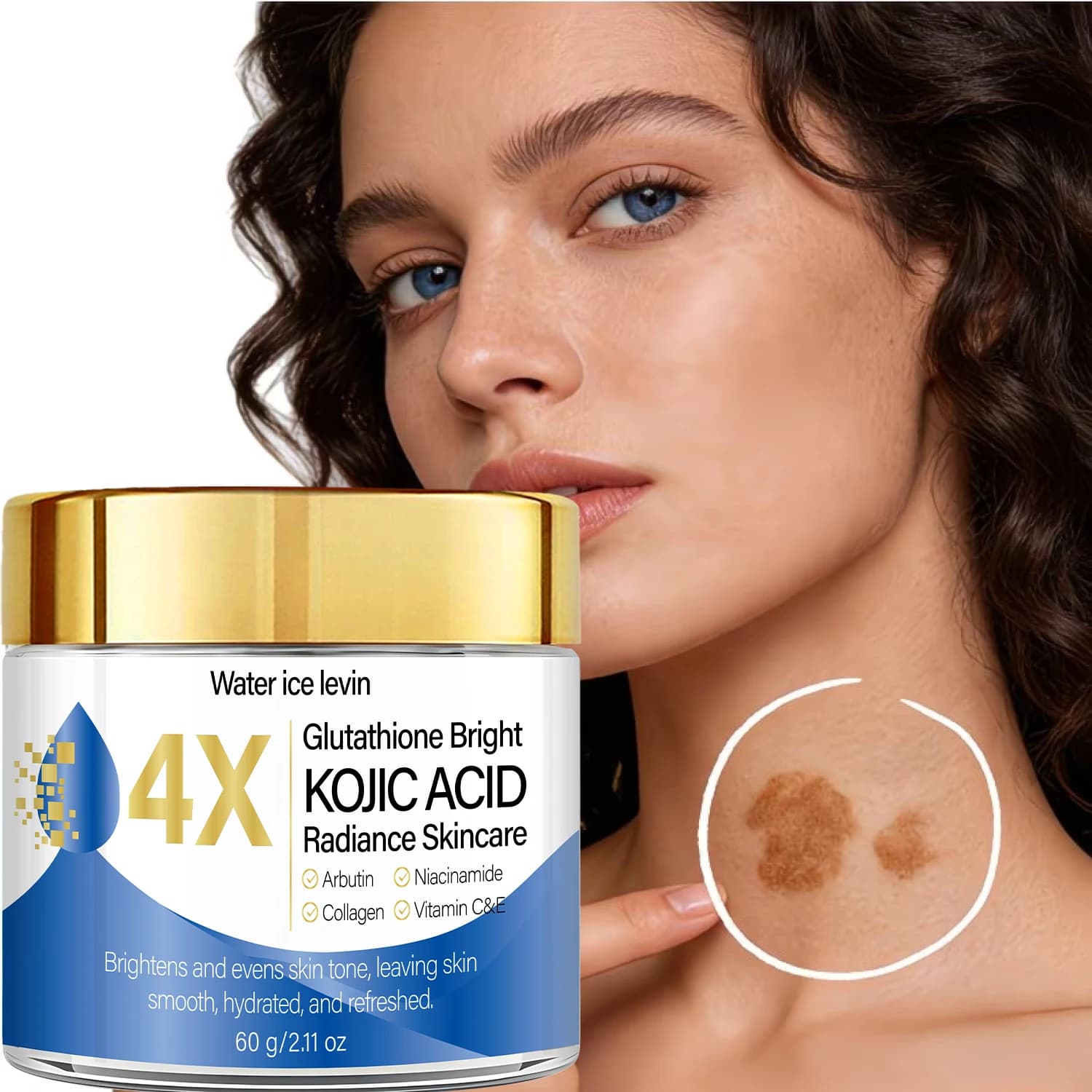 Crema Viso Schiarente Levin Glutathione Acido Cogico con Arbutina, Niacinamide, Collagene, Vitamina C, Retinolo 60g