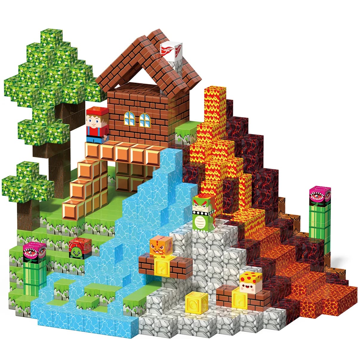 Blocchi Magnetici, Piastrelle Magnetiche, Cubi Magnetici Giocattoli per Bambini, Giochi Sensoriali STEM per Bambini di 3-5, 4-6, 5-7, 6-8 Anni