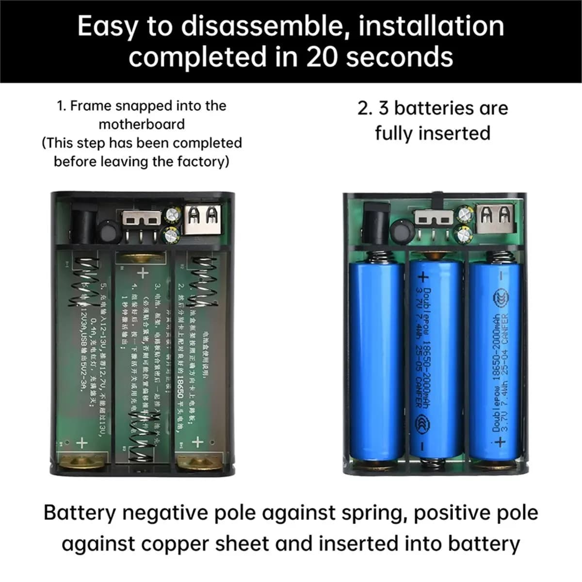 * UNO GIORNO DC 5V 12V Mini UPS Scatola batteria Power Bank serie a doppia uscita con 3 18650 Custodia batteria gratuita per saldatura Scatola fai da te