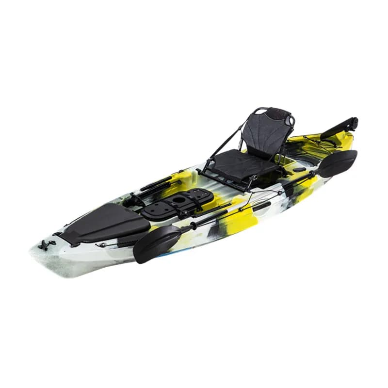 Design scientifico dello scafo stabile e sicuro per la pesca in mare Kayak da paddle per una persona con sistema di controllo del timone con supporto per il piede