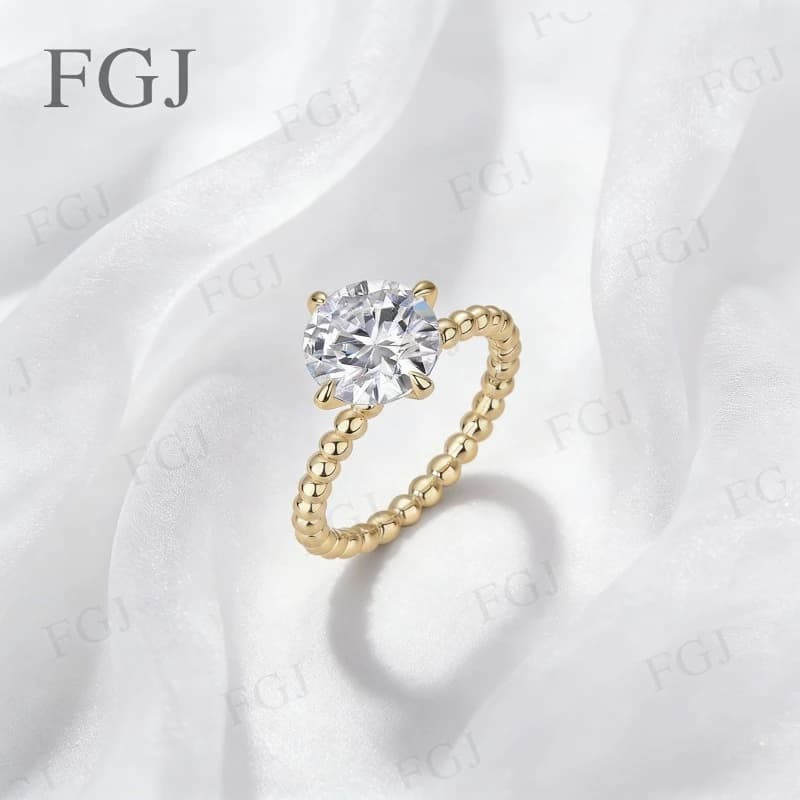 Anello Moissanite a 4 punte da 2 e 3 carati in argento sterling 925, colore D, purezza VVS1, gioiello raffinato da donna per fidanzamento, matrimonio, anello di promessa.