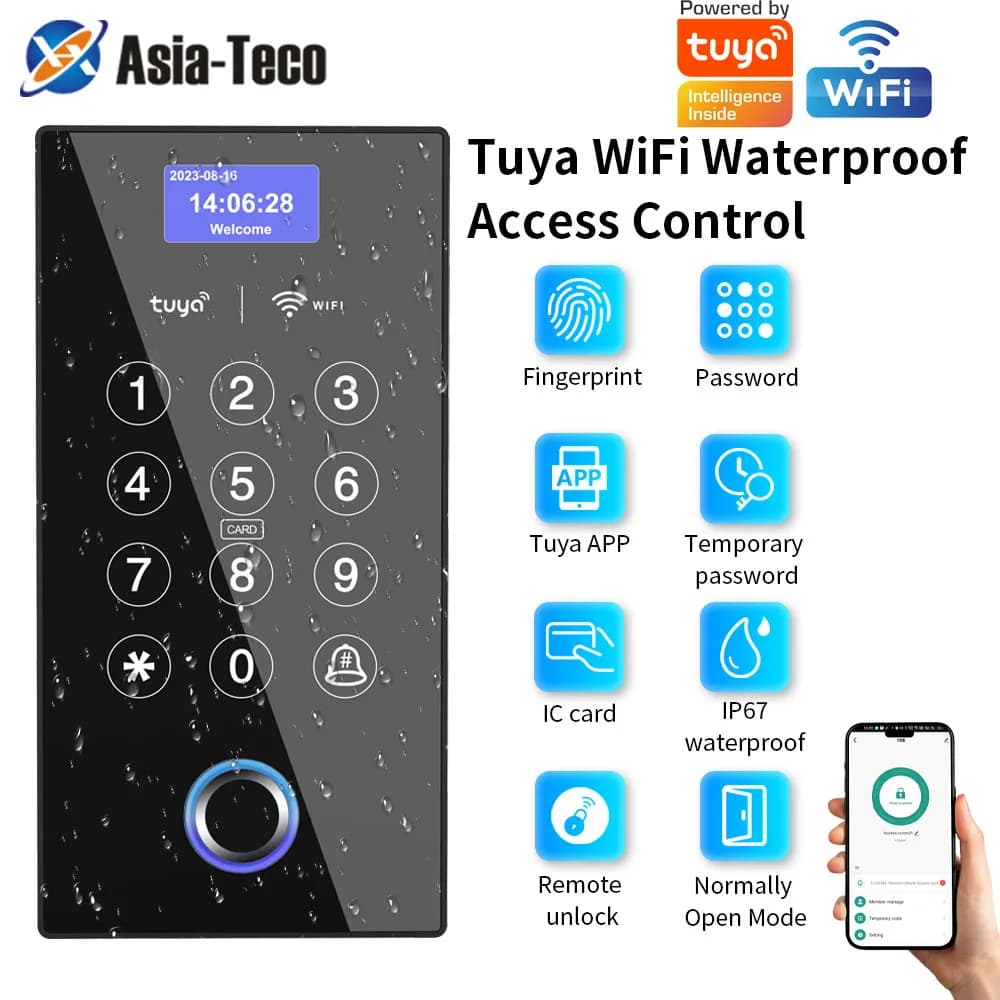 NFC IP67 Waterproof Outdoor WIFI Smart 4 in 1 Access Control With Fingerprint&Password&IC Card Tuya APP Remote Unlock Work tuya