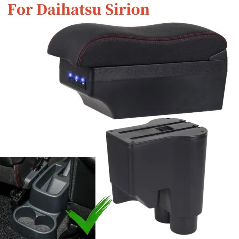 For Daihatsu Sirion Daihatsu Materia Car Armrest Box Central Storage Box Interior Retrofit with USB Leather Hand Rest
