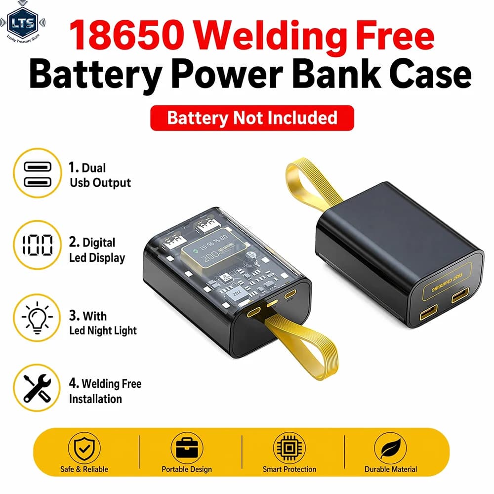 3*18650 Custodie per batterie di riserva Scatola di immagazzinaggio batteria Luce notturna Doppia carica USB Shell fai da te per iPhone Xiaomi 18650 Scatola di immagazzinaggio batteria