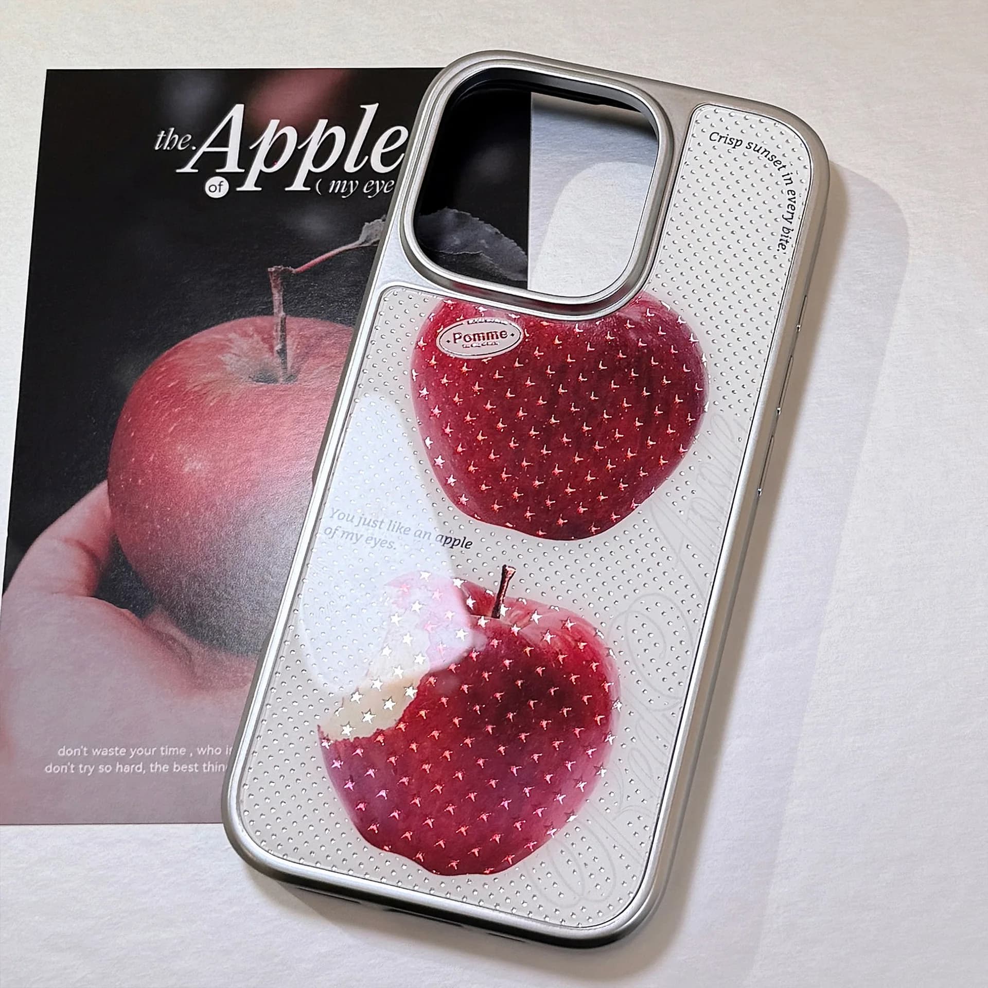 Custodia per telefono con bordo argento elettrolitico Apple con stelle coreane per iPhone 16 15 14 13 12 Pro Max Plus Cover rigida protettiva antiurto