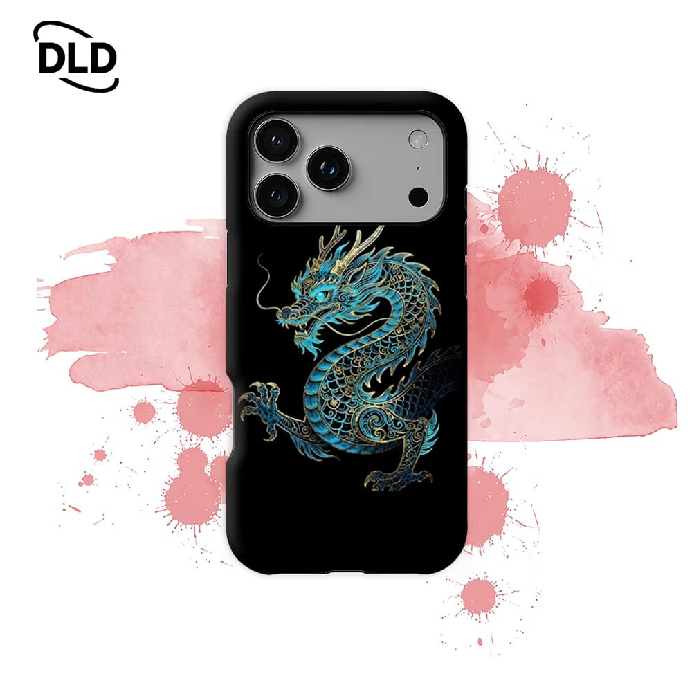 Custodia per telefono Cyan Dragon magnetica per iPhone 17 16 15 14 Pro Max Plus, a strato singolo o doppio, resistente