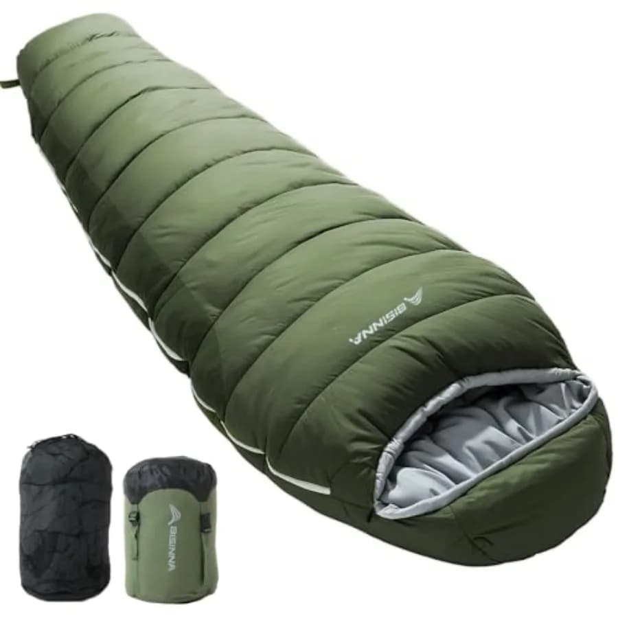 Sacco a Pelo Mummy per Adulti 14-41 ℉ Sacchi a Pelo per Campeggio 3-4 Stagioni con Sacca di Compressione per Escursionismo e Backpacking