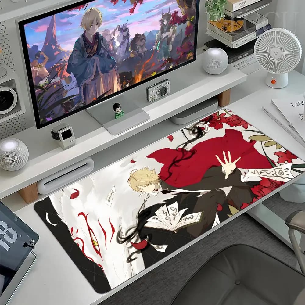Tappetino per mouse Anime N-natsumes Book of Friends, tappetino per mouse grande da gioco con bordi rinforzati, tappetino spesso per tastiera e scrivania