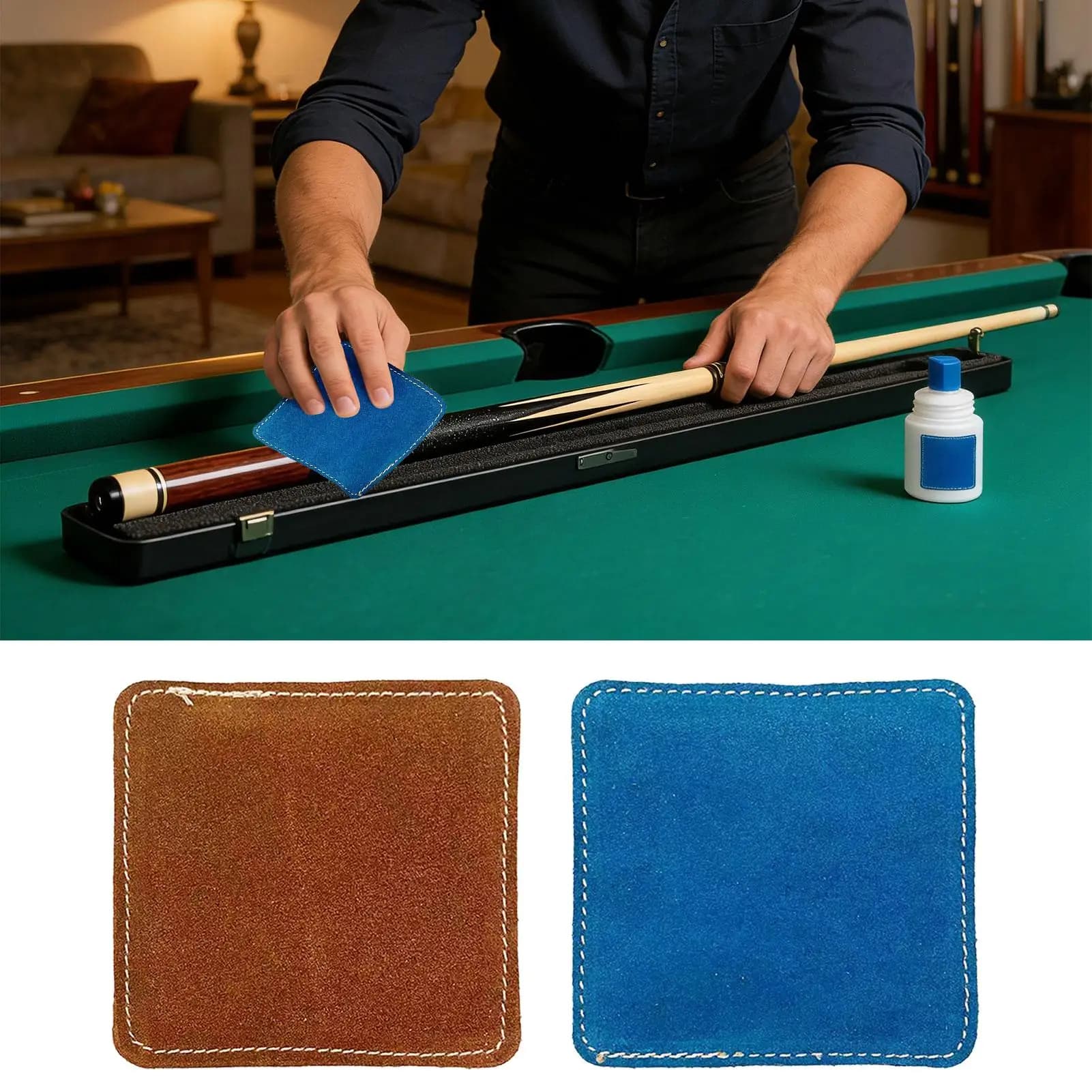 Panno per la Pulizia e la Lucidatura Morbida in Pelle PU per Stecche da Biliardo, per Manutenzione di Stecche, per Giocatori, Appassionati, Uso Domestico, Club e Sale Giochi