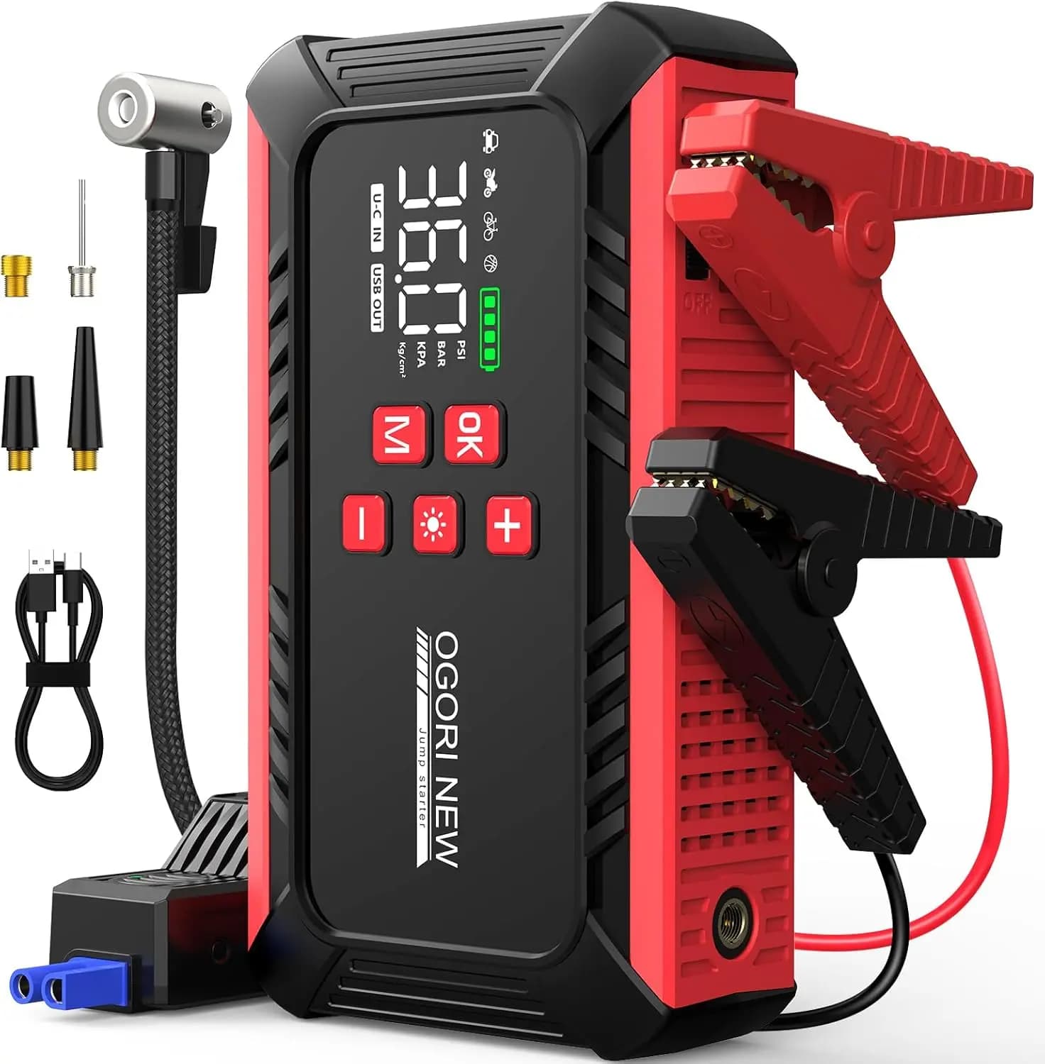 Avviatore di Emergenza 7000A con Compressore d'Aria, 21800mAh per Motori a Benzina/Diesel, Gonfiatore Pneumatici 150PSI, Power Bank Portatile